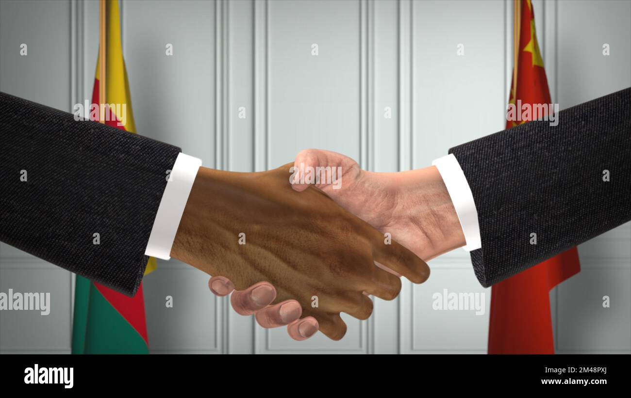 Réunion d'affaires des représentants du Cameroun et de la Chine. Un accord diplomatique. Partenaires poignée de main. Banque D'Images