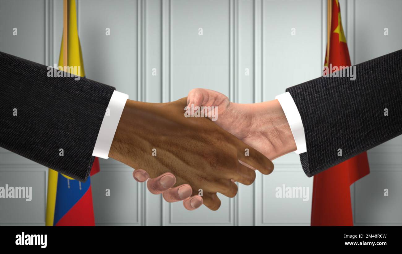 Réunion d'affaires des représentants de l'Équateur et de la Chine. Un accord diplomatique. Partenaires poignée de main. Banque D'Images