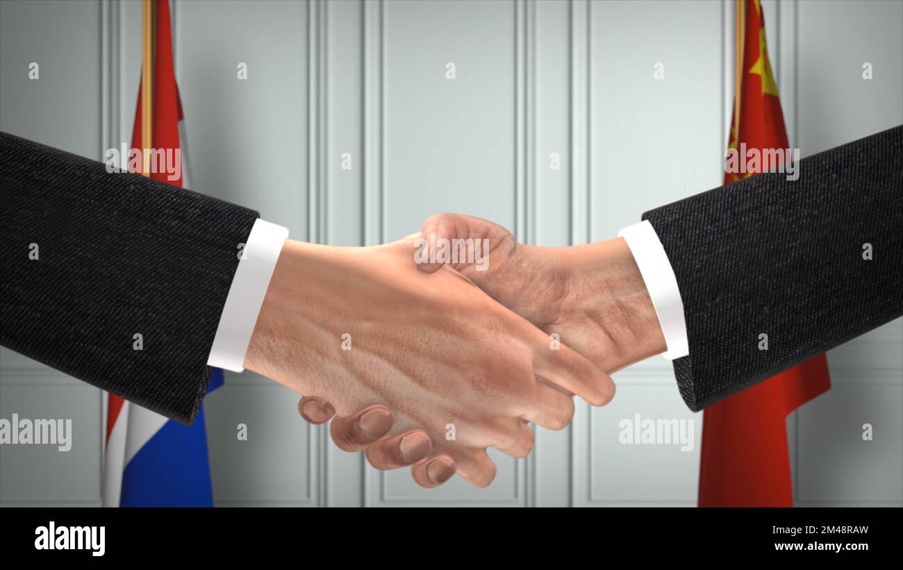 Réunion d'affaires des représentants du Paraguay et de la Chine. Un accord diplomatique. Partenaires poignée de main. Banque D'Images
