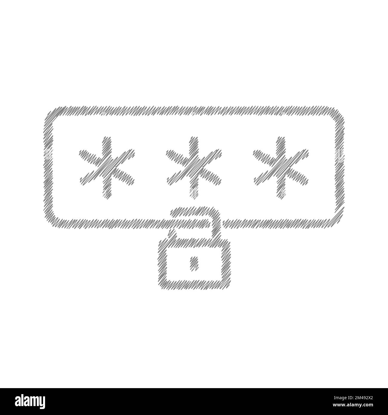 Icône de vecteur d'esquisse blanche du champ de mot de passe. Symbole protection accès sécurisé Illustration de Vecteur