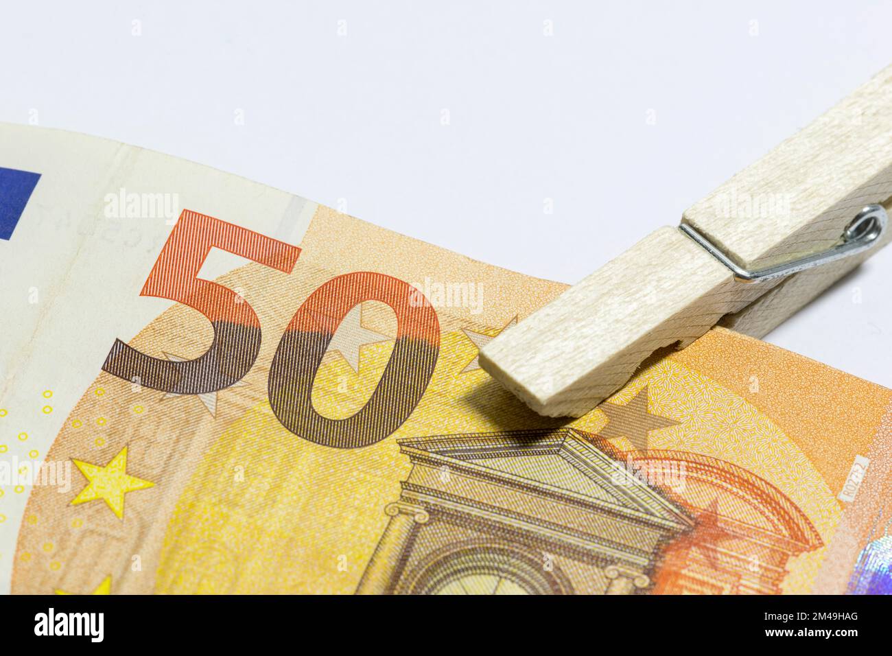 Billet de banque, billet de banque, billet de 50 euros, crochet pour vêtements Banque D'Images