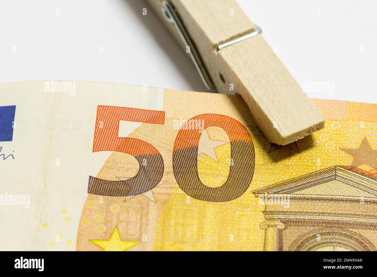 Billet de banque, billet de banque, billet de 50 euros, crochet pour vêtements Banque D'Images