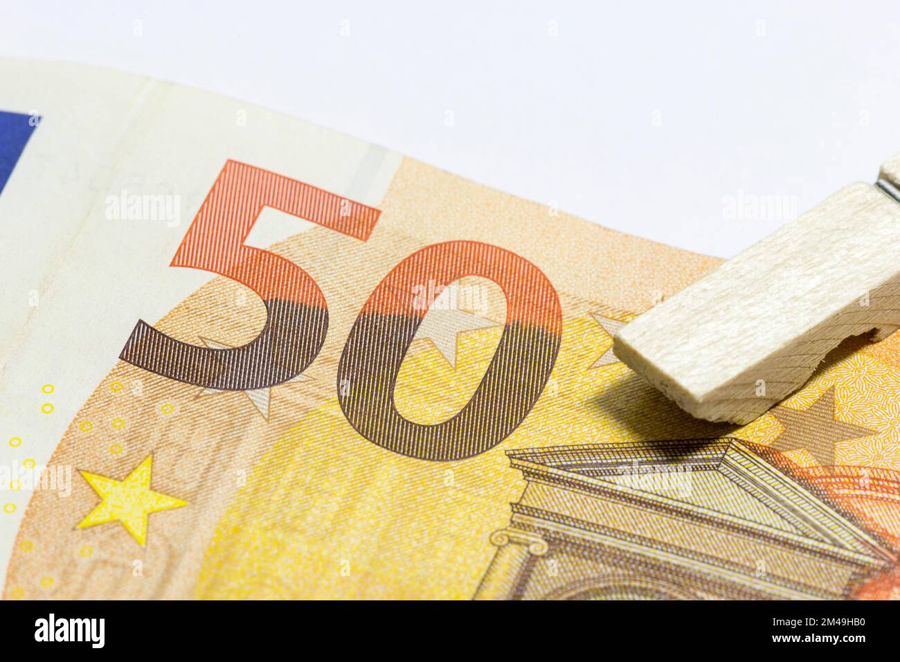 Billet de banque, billet de banque, billet de 50 euros, crochet pour vêtements Banque D'Images