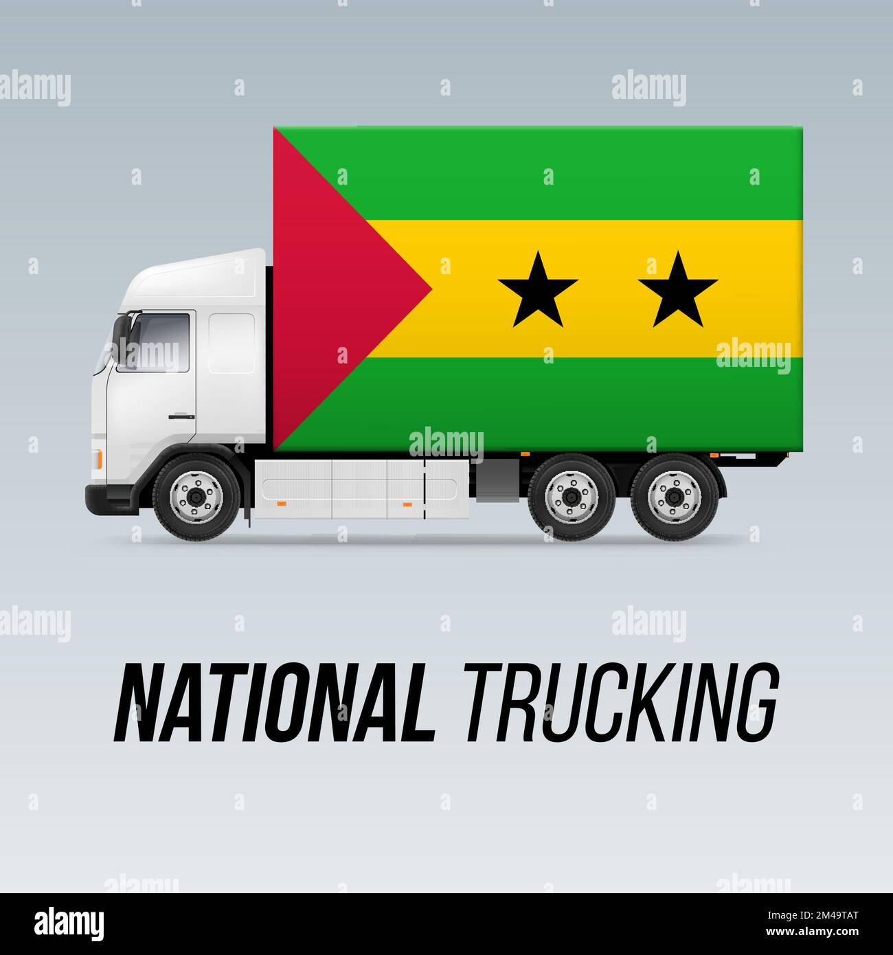 Symbole de camion de livraison nationale avec drapeau de Sao Tomé-et-principe. Motif drapeau et icône National Trucking Illustration de Vecteur