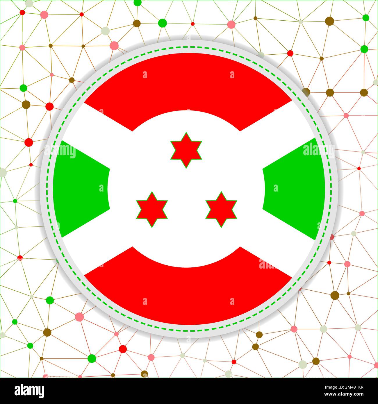 Drapeau du Burundi avec fond de réseau. Signe Burundi. Illustration du vecteur radiant. Illustration de Vecteur