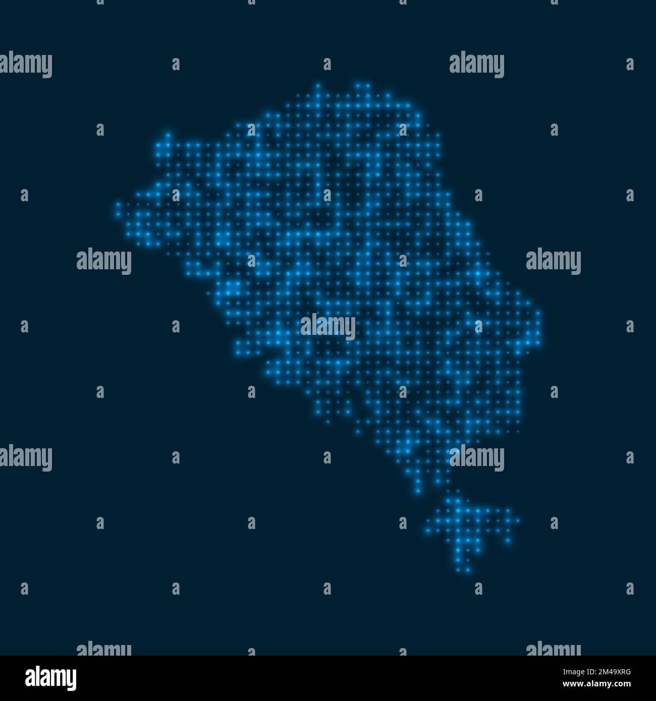 Carte à points lumineux de l'île du côlon. Forme de l'île avec des ampoules bleues brillantes. Illustration vectorielle. Illustration de Vecteur