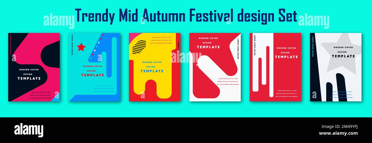 Décor tendance du festival de la mi-automne : décors, cartes de vœux, affiches Illustration de Vecteur