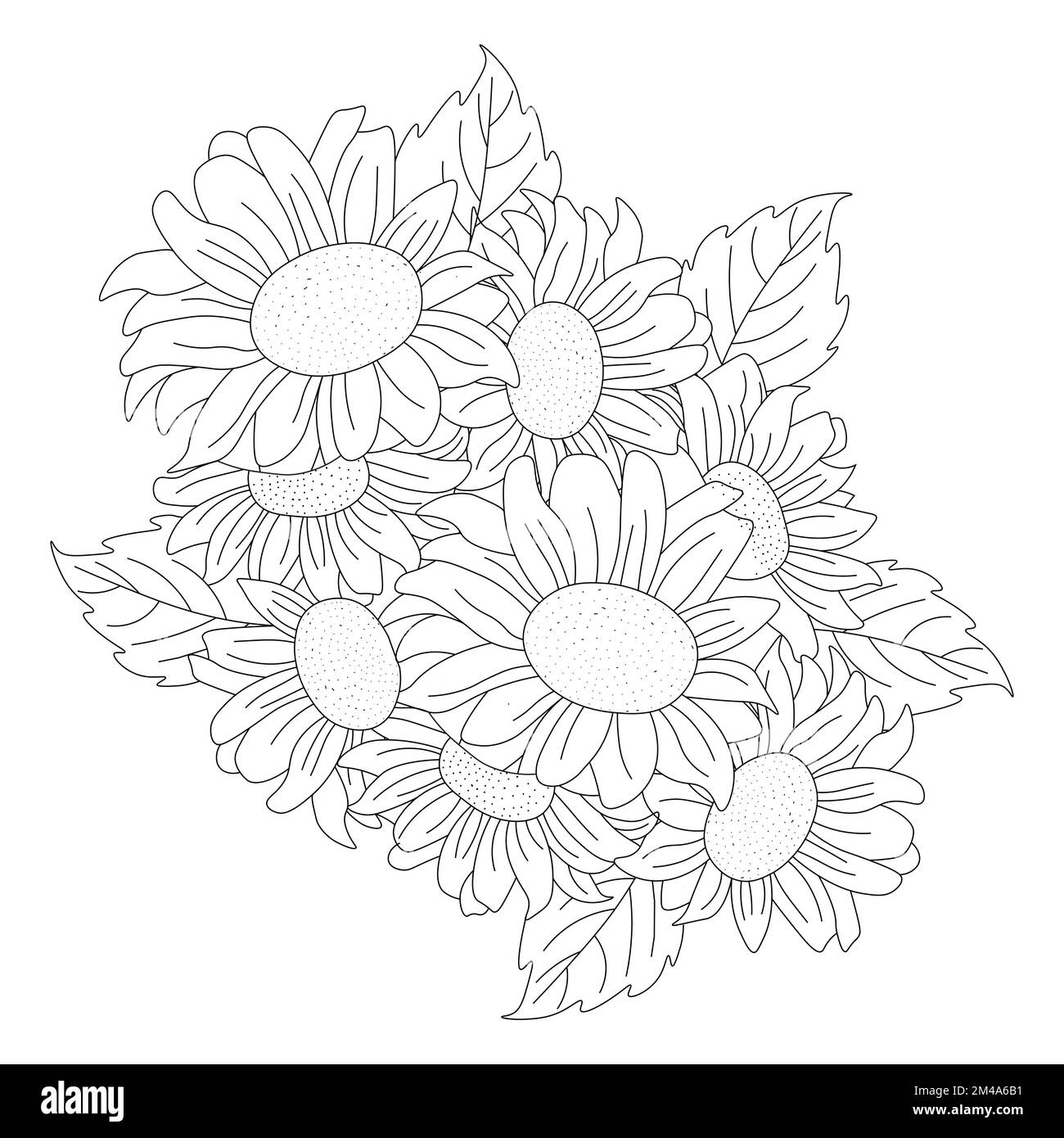 tournesol doodle art coloriage page avec fleur décorative arrière-plan dessin illustration Illustration de Vecteur