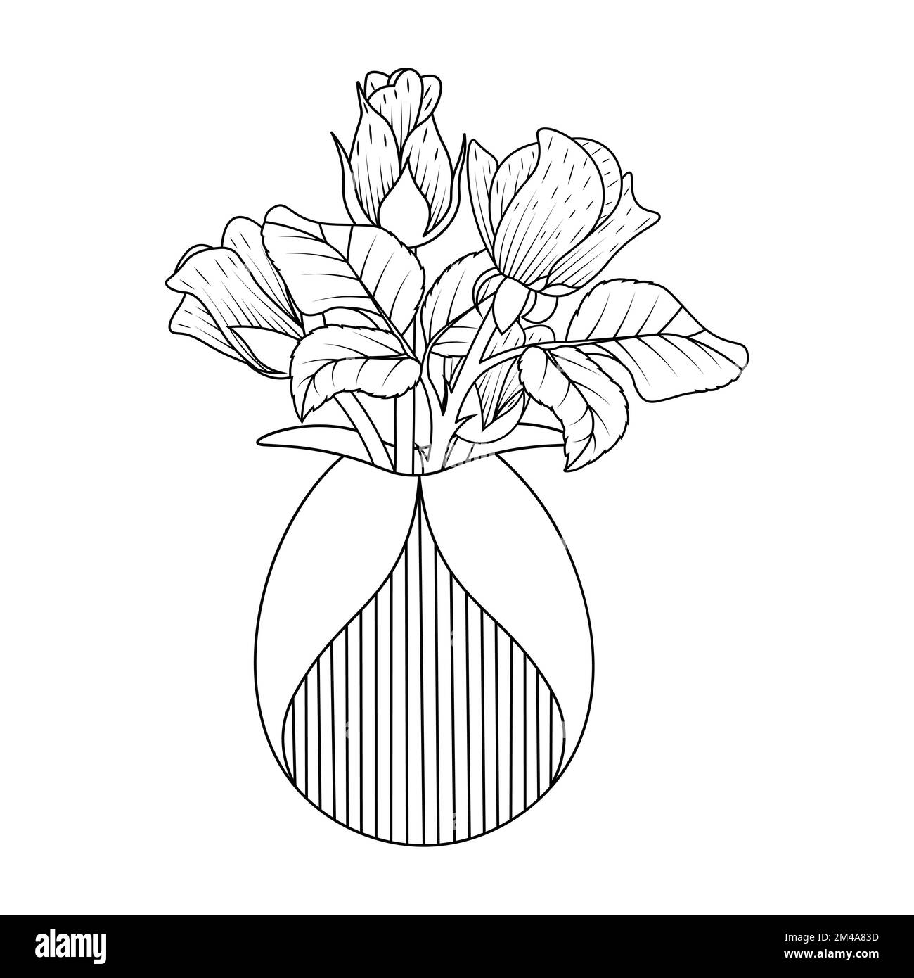vase de fleur rose colorante élément de page avec motif graphique d'illustration avec des croquis décoratifs faciles Illustration de Vecteur