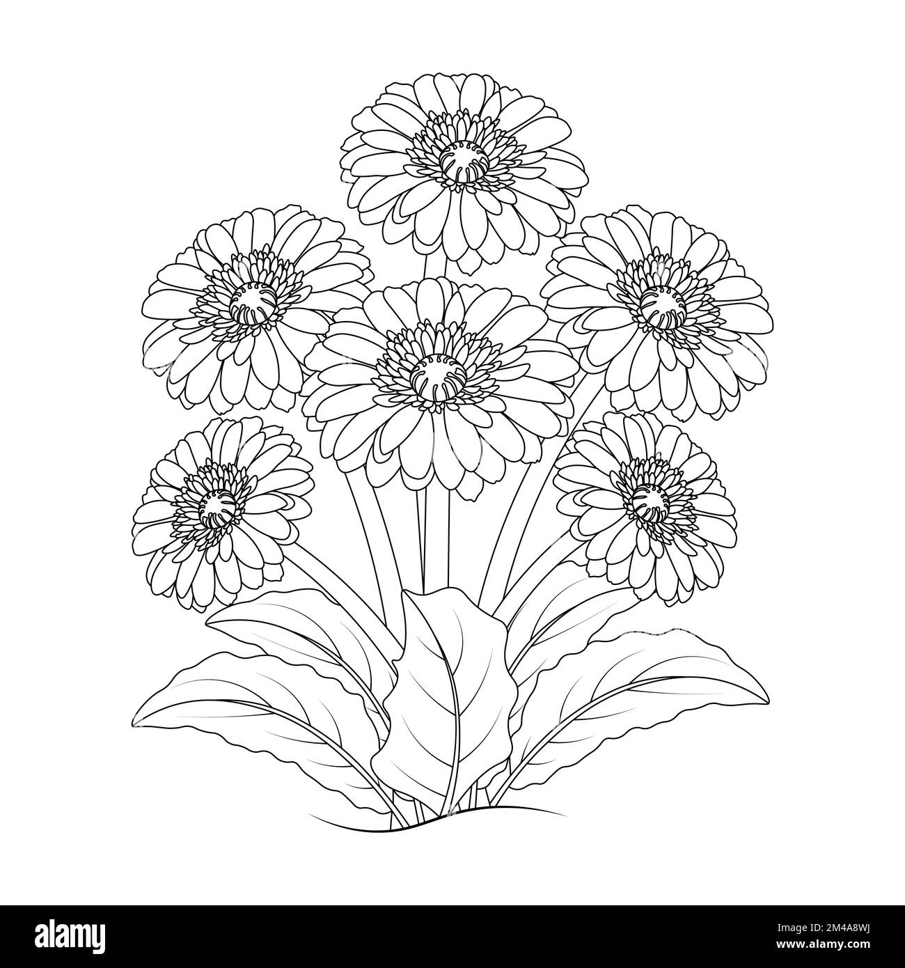 page de coloriage de dessin de fleurs de marguerite pour enfants avec motif de dessin de ligne crayon dans un graphique vectoriel détaillé Illustration de Vecteur
