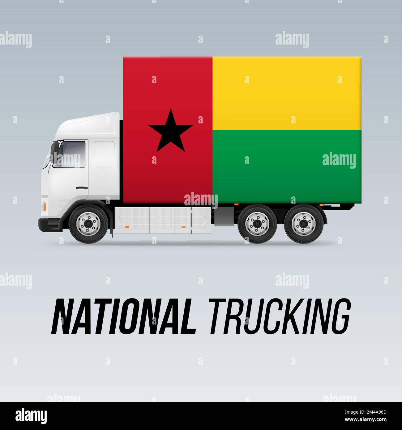 Symbole de camion de livraison nationale avec drapeau de la Guinée-Bissau. Couleurs de l'icône et du drapeau national Trucking Illustration de Vecteur
