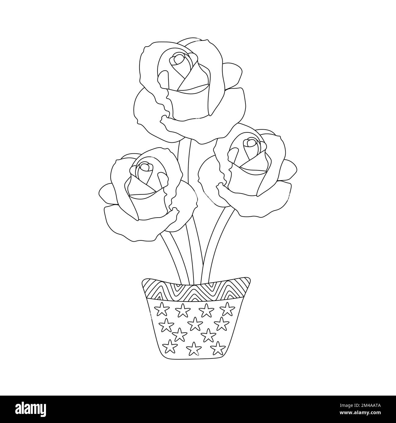 vase fleur rose de coloriage élément de page avec illustration graphique crayon ligne art design Illustration de Vecteur