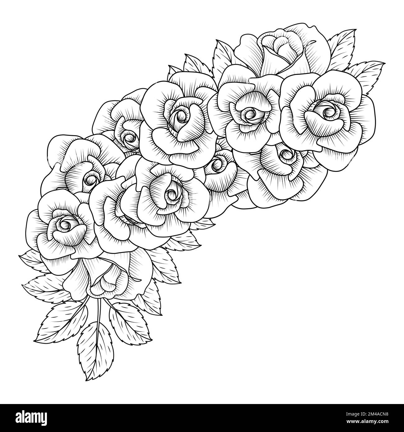 page de coloriage de la ligne de fleur rouge rose avec dessin d'esquisse de  crayon décoratif Image Vectorielle Stock - Alamy