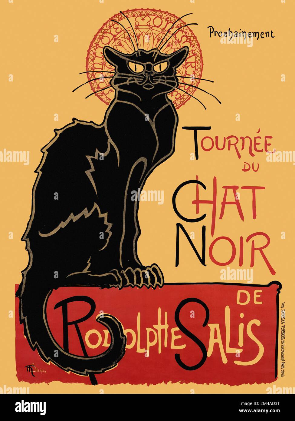 Prochainement, tournée du Chat Noir de Rodolphe Salis par Théophile Alexandre Steinlen (1859-1923). Affiche publiée en 1896 en France. Banque D'Images