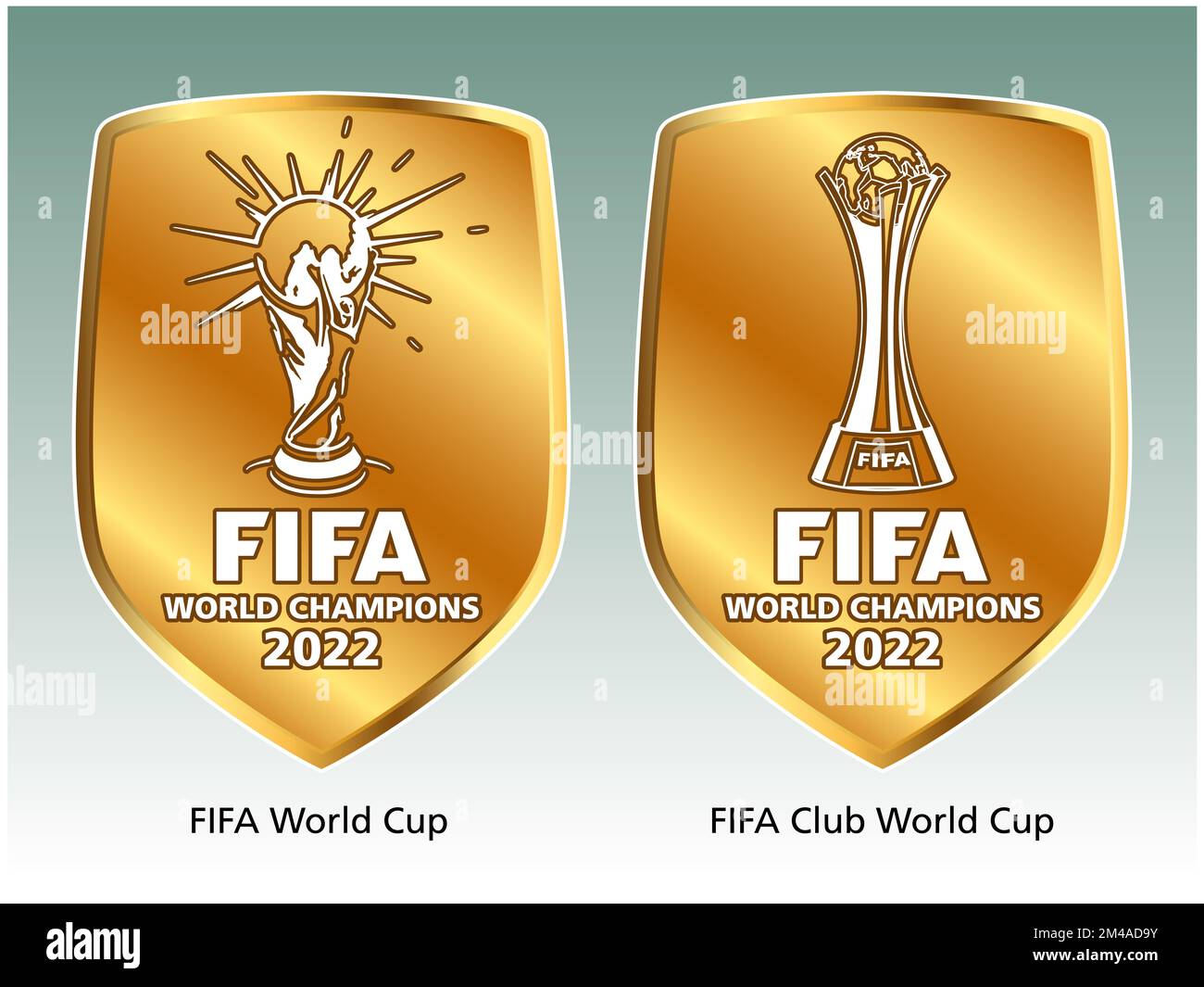 Badge officiel du champion du monde de la FIFA pour les équipes nationales et de club, illustration, éditorial Banque D'Images