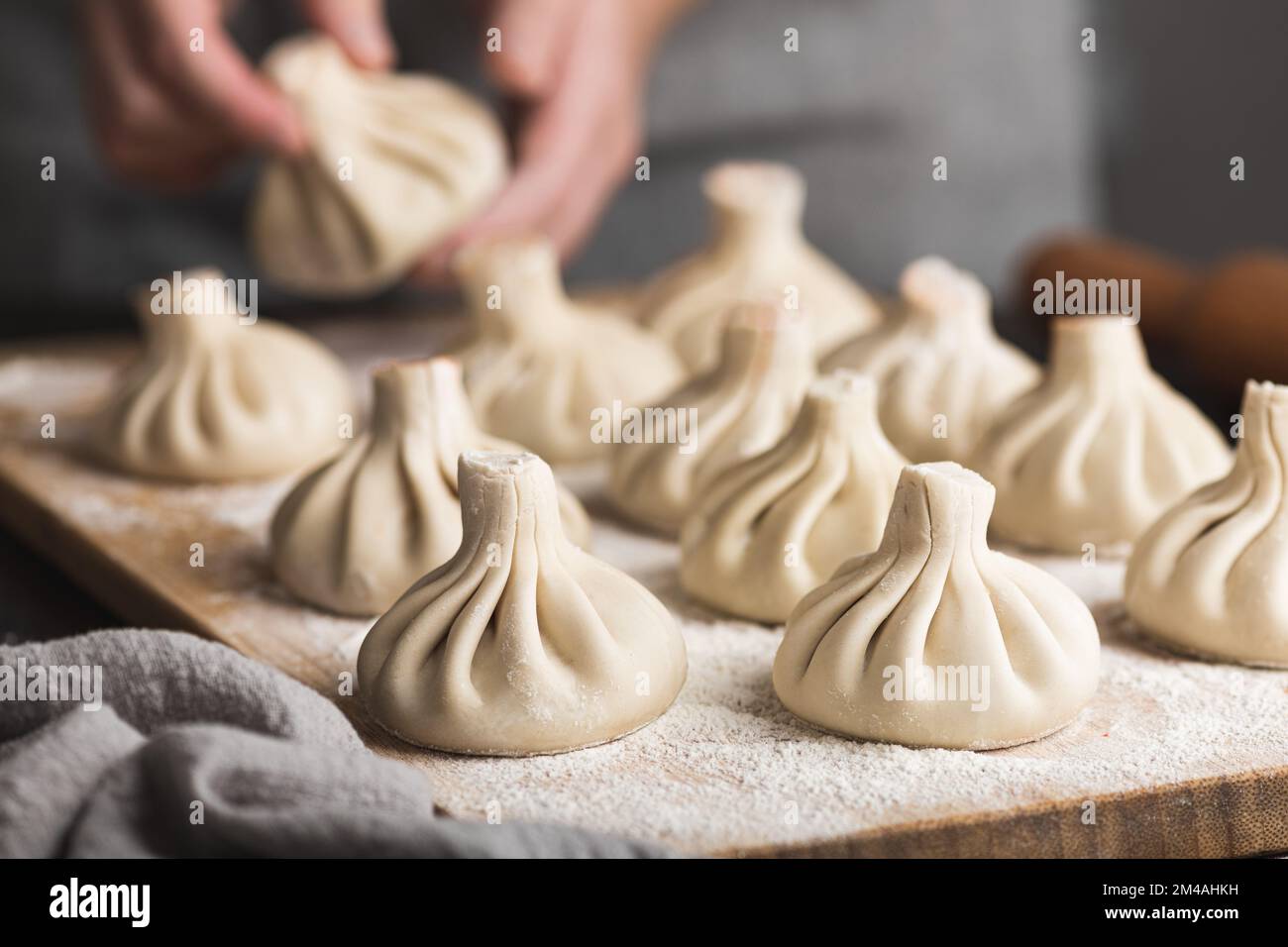 Khinkali, plat traditionnel géorgien Banque D'Images