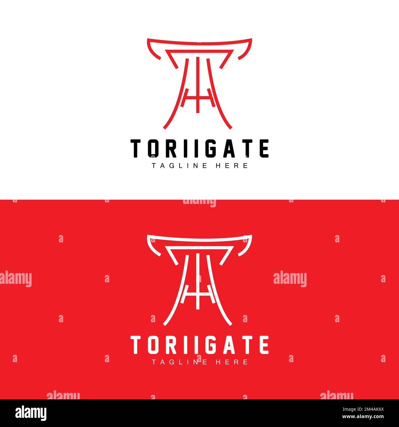 Logo de porte torii, vecteur d'icône de porte d'histoire japonaise, illustration chinoise, modèle de marque de société de conception en bois Illustration de Vecteur