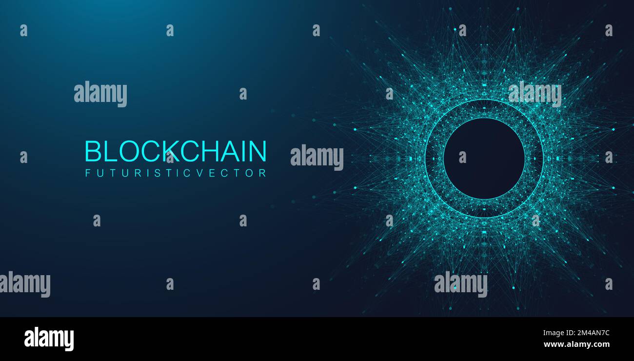 Satellites de transfert blockchain communications futures. Résumé du monde du Cloud technologique. Fond de vecteur de concept de fintech de réseau global. Numérique Illustration de Vecteur