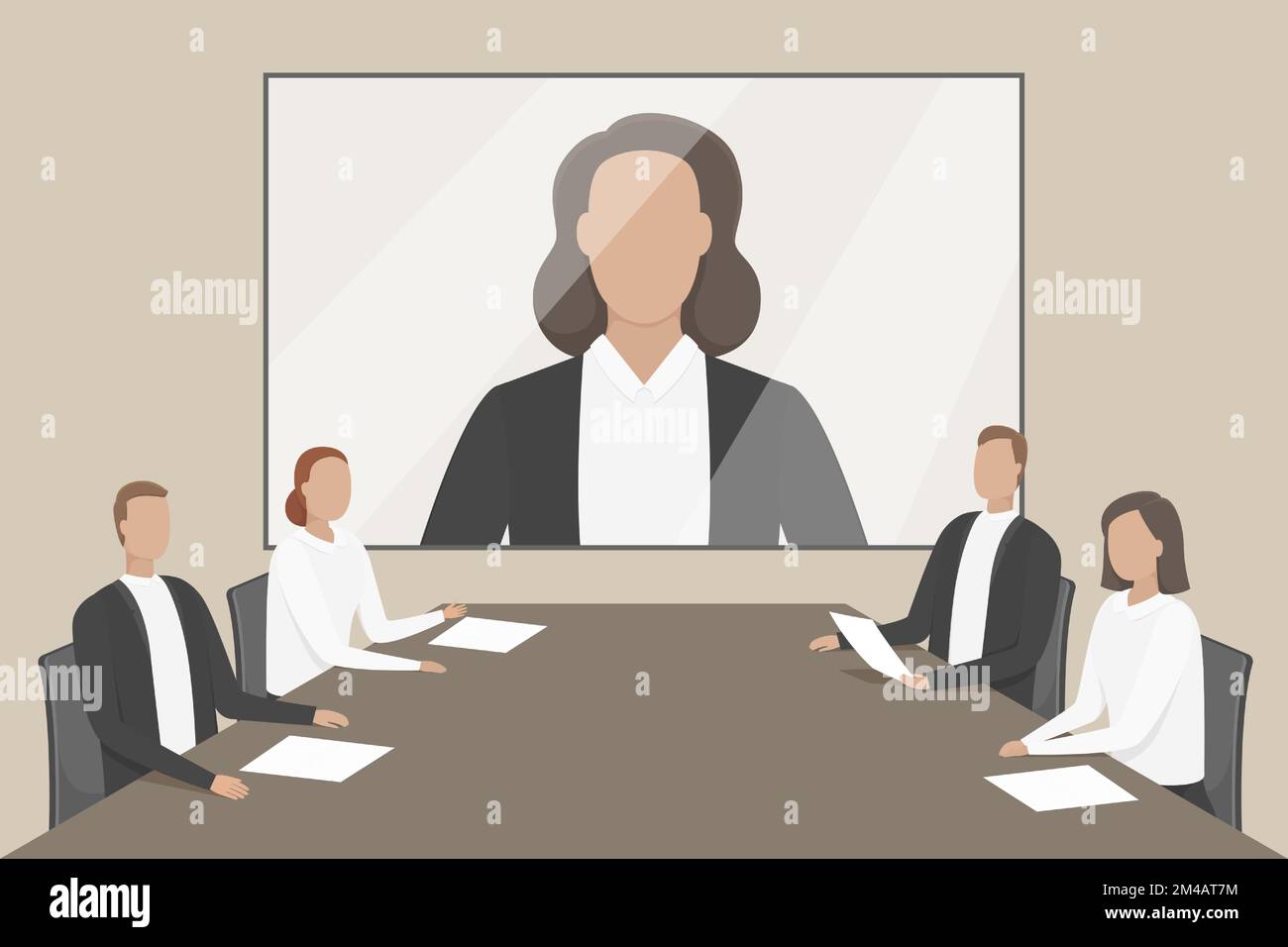 Téléconférence. Conseil d'administration. Illustration vectorielle. Illustration de Vecteur