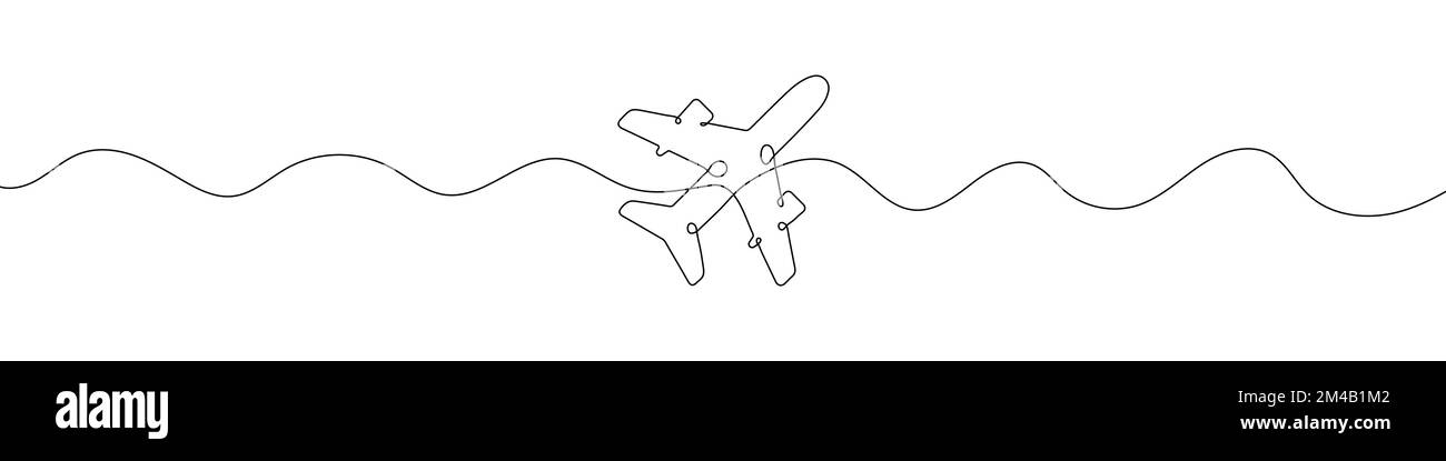 Dessin de ligne continue de l'icône d'avion. Icône linéaire avion ...