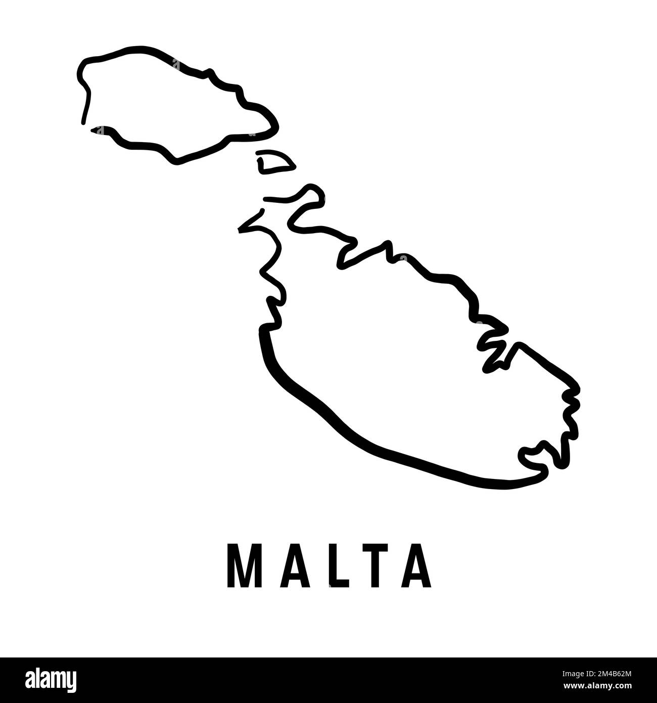 Carte de l'île de Malte simple contour. Carte de style simplifiée vectorisée à la main. Illustration de Vecteur