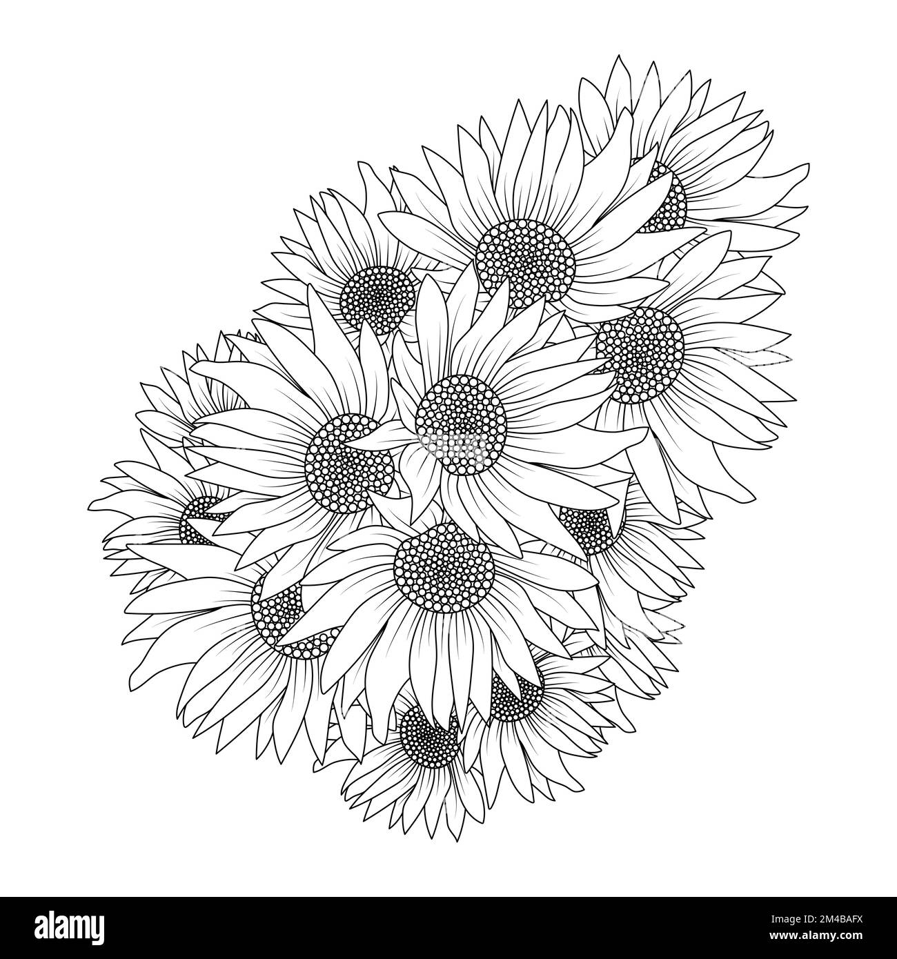 tournesol vectorisation page de coloriage de pétales en fleurs et feuilles illustration de fleurs Illustration de Vecteur