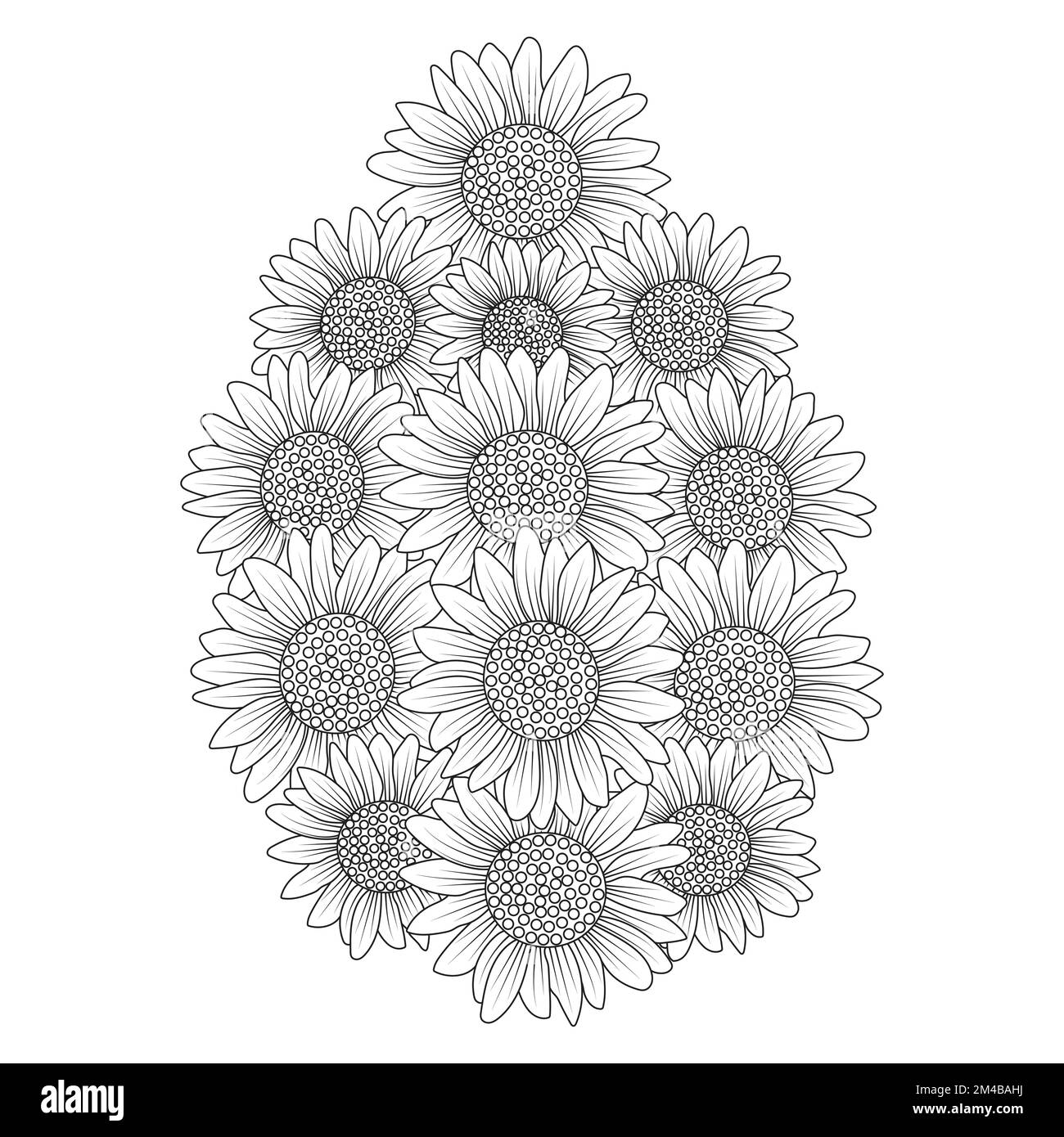 tournesol vectorisation page de coloriage de pétales en fleurs et feuilles illustration de fleurs Illustration de Vecteur
