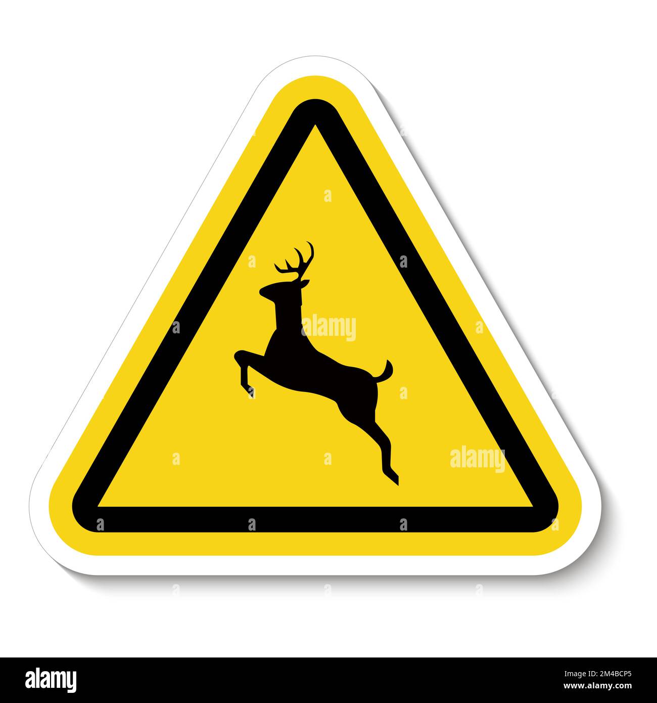 Panneau Deer Crossing sur fond blanc Illustration de Vecteur