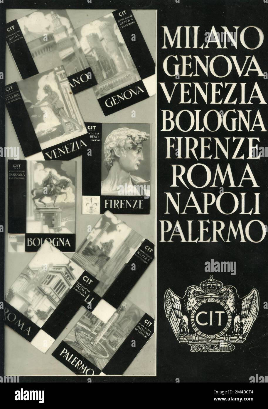 Publicité de presse ancienne de CIT Compagnia Italiana Turismo, Italie 1930s Banque D'Images