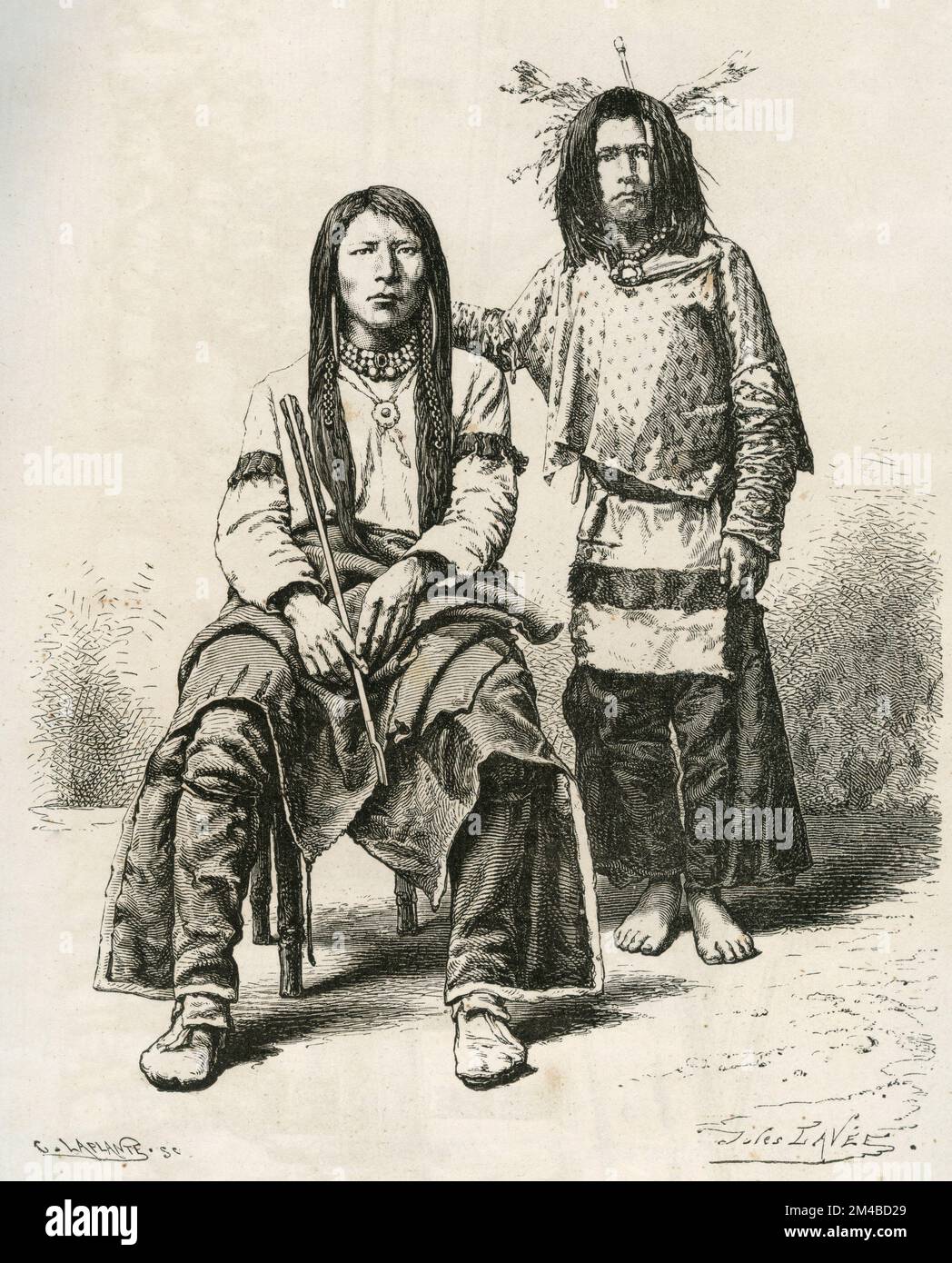 Charley Snake Indian et son cousin de la tribu Utah, États-Unis, illustration 1871 Banque D'Images