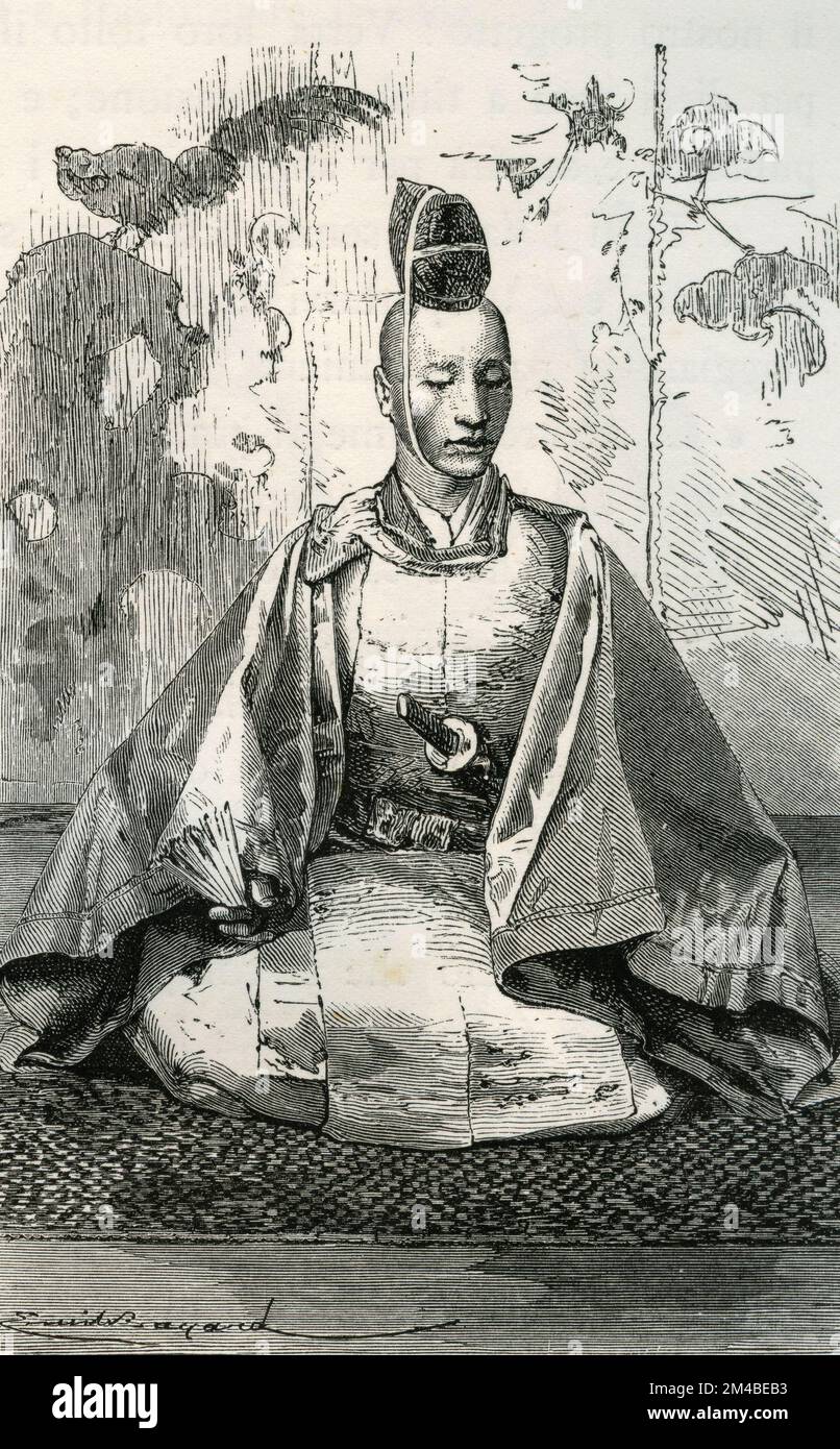 Mikado officier de la délégation de Tokyo, Japon, illustration 1871 Banque D'Images