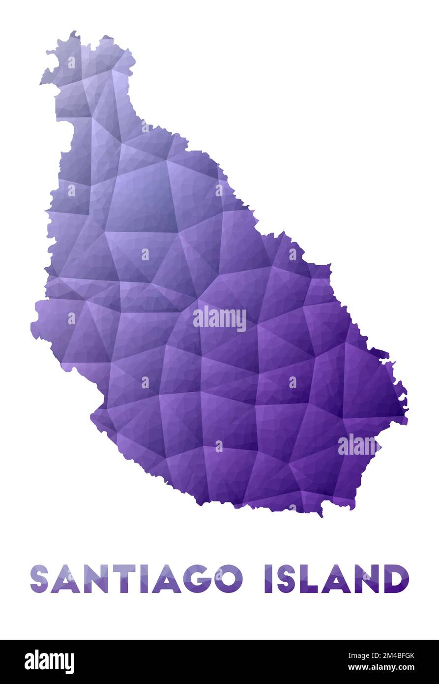 Carte de l'île de Santiago. Illustration poly basse de l'îlot. Motif géométrique violet. Illustration de vecteur polygonal. Illustration de Vecteur