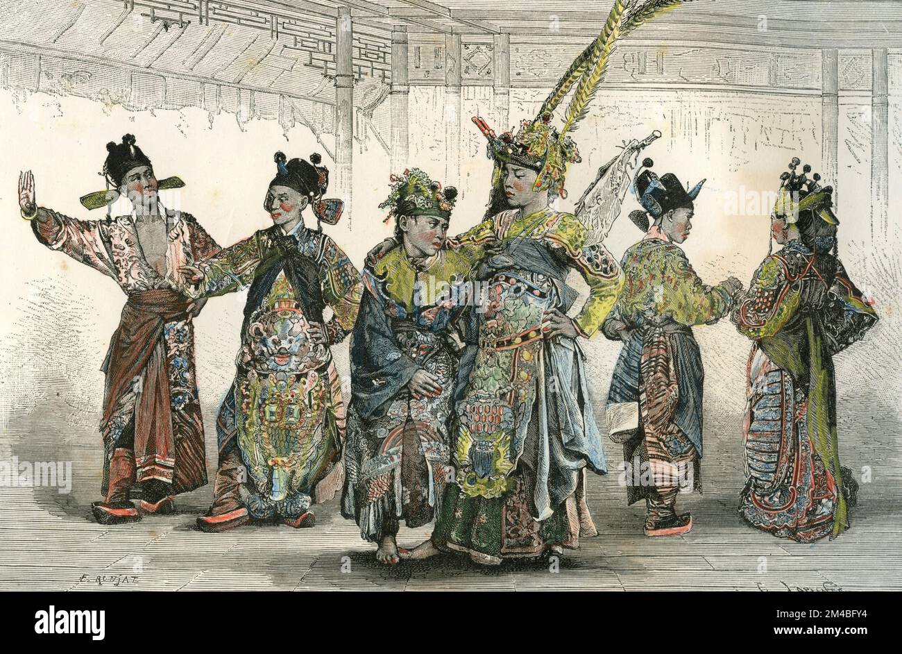 Acteurs chinois, Chine, illustration 1871 Banque D'Images