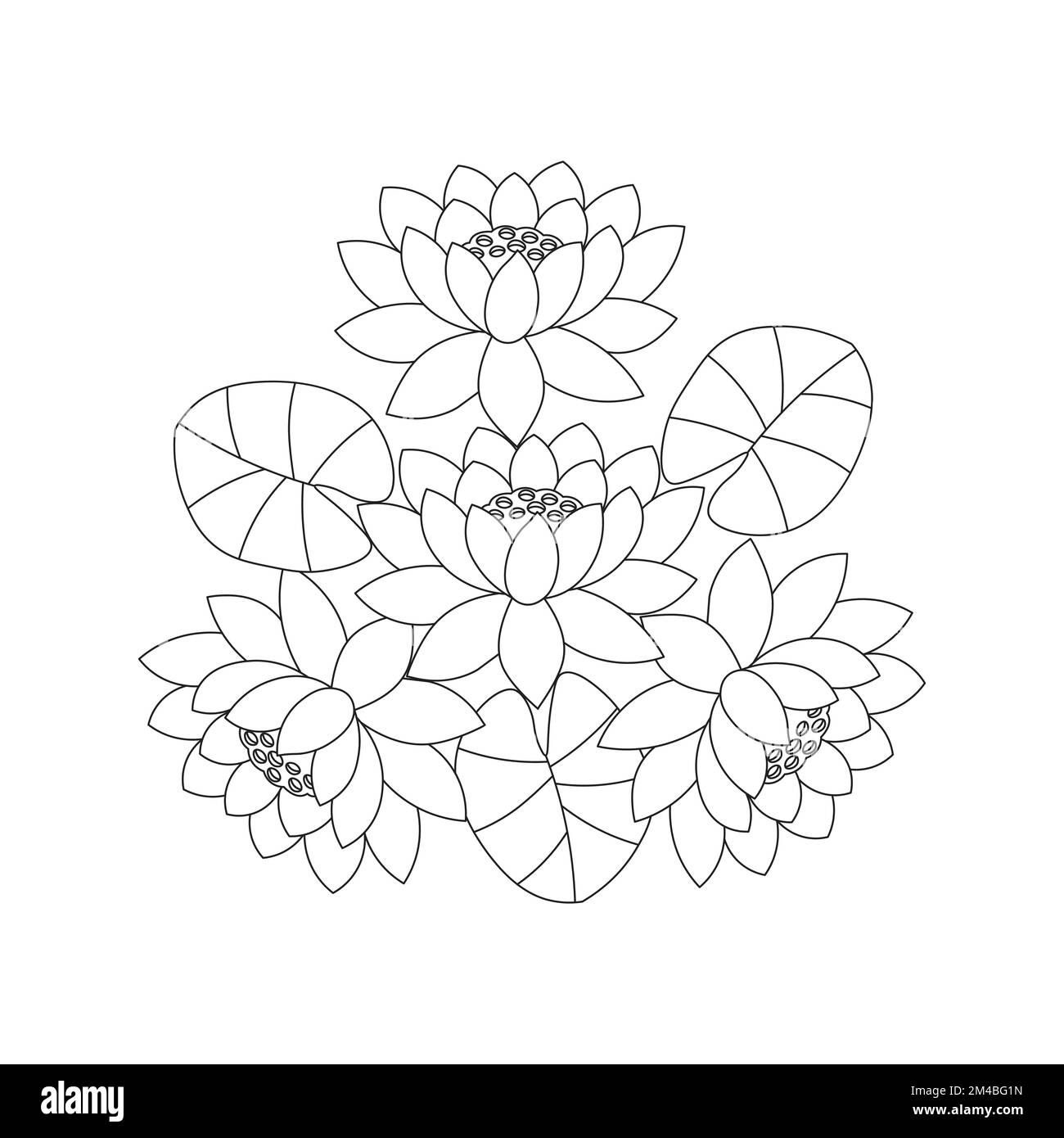 page de coloriage de fleurs de nénuphars de simplicité artistique dessiné avec fleur sur fond isolé Illustration de Vecteur