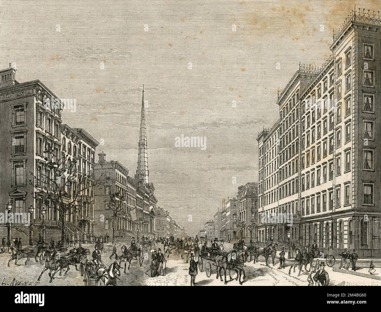 Vue de Fifth Avenue à New York, Etats-Unis, illustration 1871 Banque D'Images