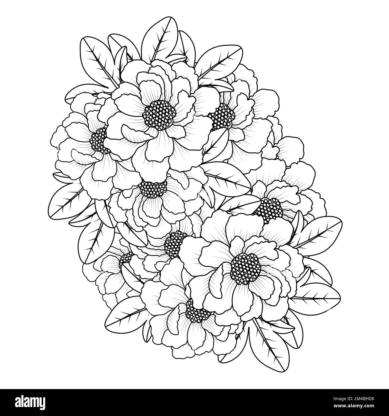 fleurs de pivoine croquis faciles dessin au crayon de noir et blanc dessin de dessin de ligne d'art contour Illustration de Vecteur
