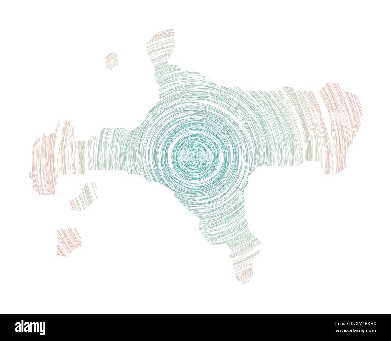 Carte Ko Mak remplie de cercles concentriques. Cercles de style d'esquisse en forme d'îlot. Illustration vectorielle. Illustration de Vecteur