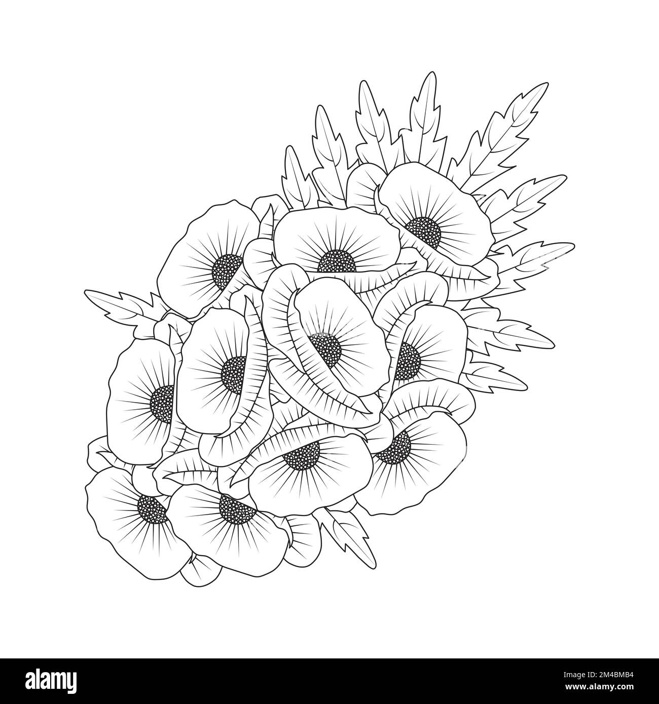 illustration coquelicot de fleur de livre de coloriage page art de ligne de conception graphique de vecteur Illustration de Vecteur