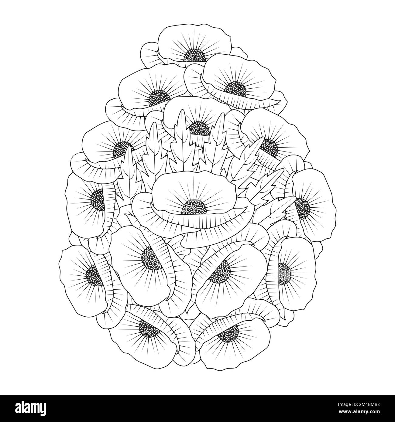 illustration coquelicot de fleur de livre de coloriage page art de ligne de conception graphique de vecteur Illustration de Vecteur