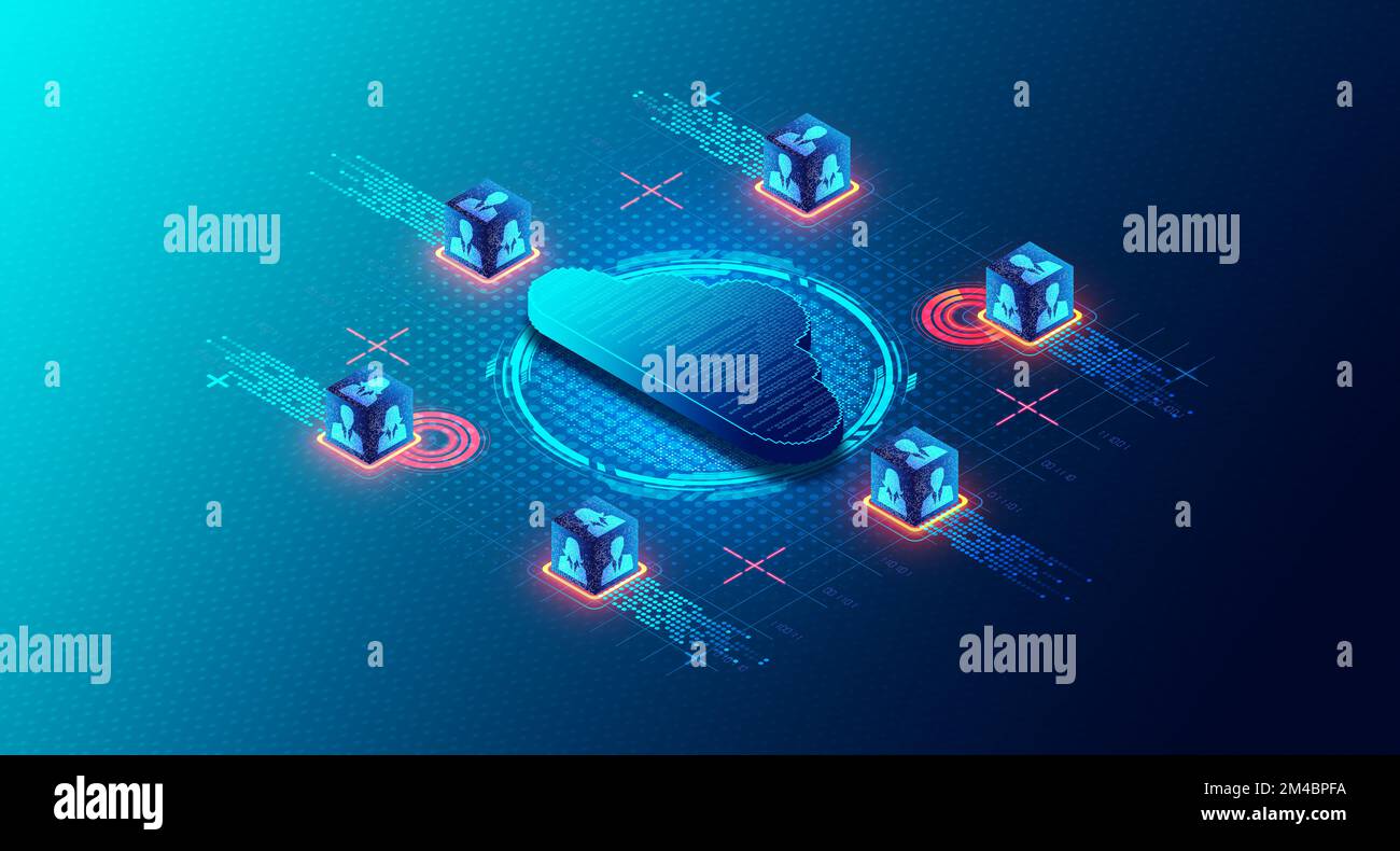 Concept Data-as-a-Service - DaaS - technologie de gestion des données qui utilise le Cloud numérique pour fournir plusieurs services de données - Illustration 3D Banque D'Images