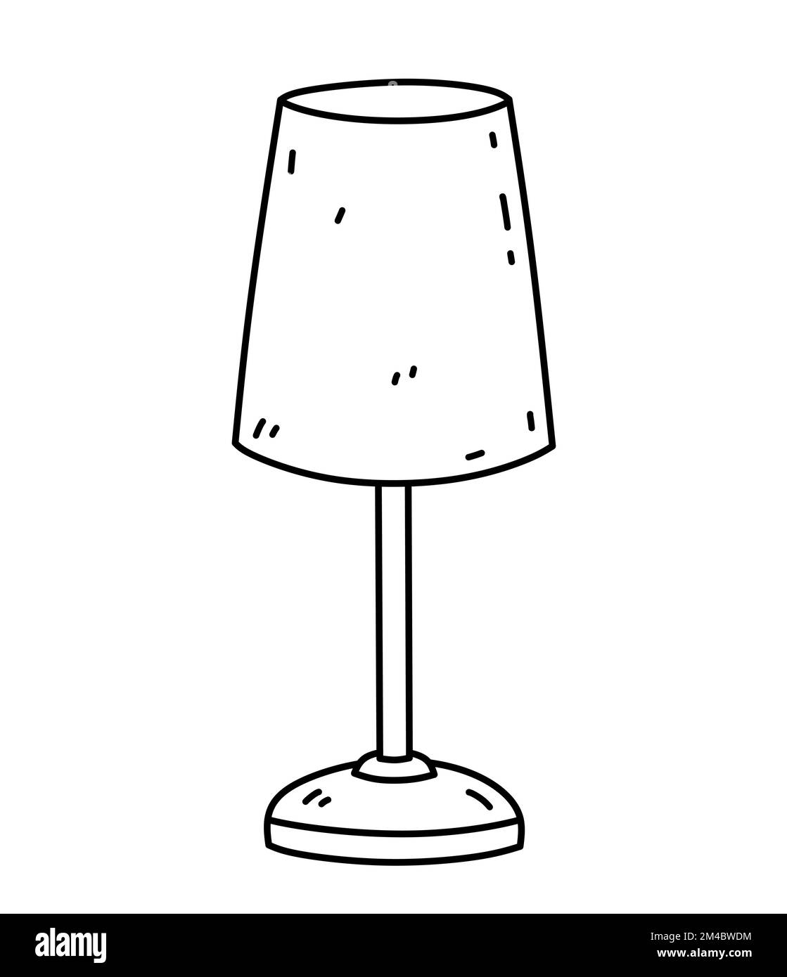 Lampe de table isolée sur fond blanc. Élément intérieur pour chambre, salle de séjour. Illustration vectorielle d'une caniche dessinée à la main. Parfait pour les décorations, le logo, Illustration de Vecteur