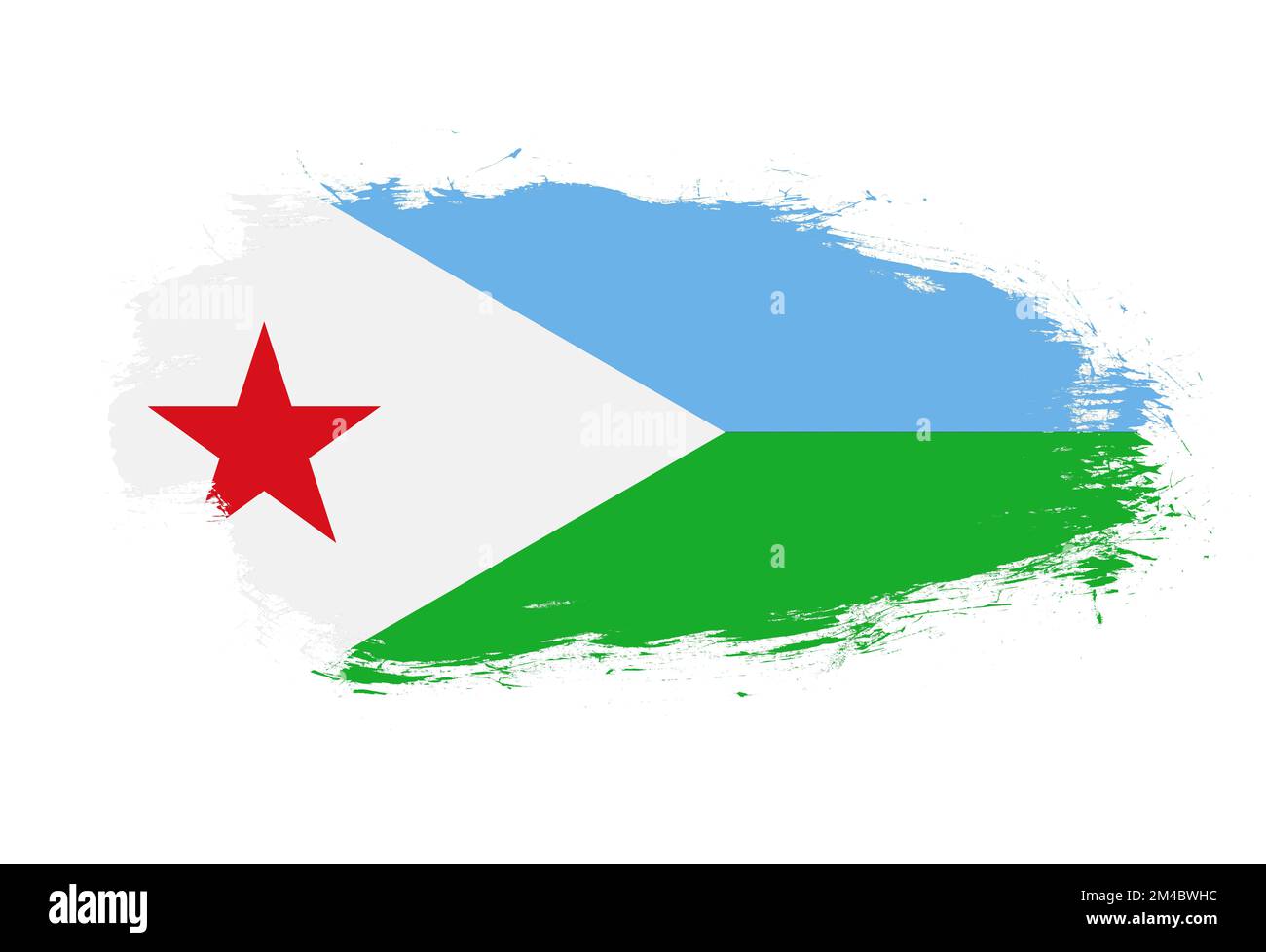 Drapeau de djibouti sur fond de pinceau blanc Banque D'Images