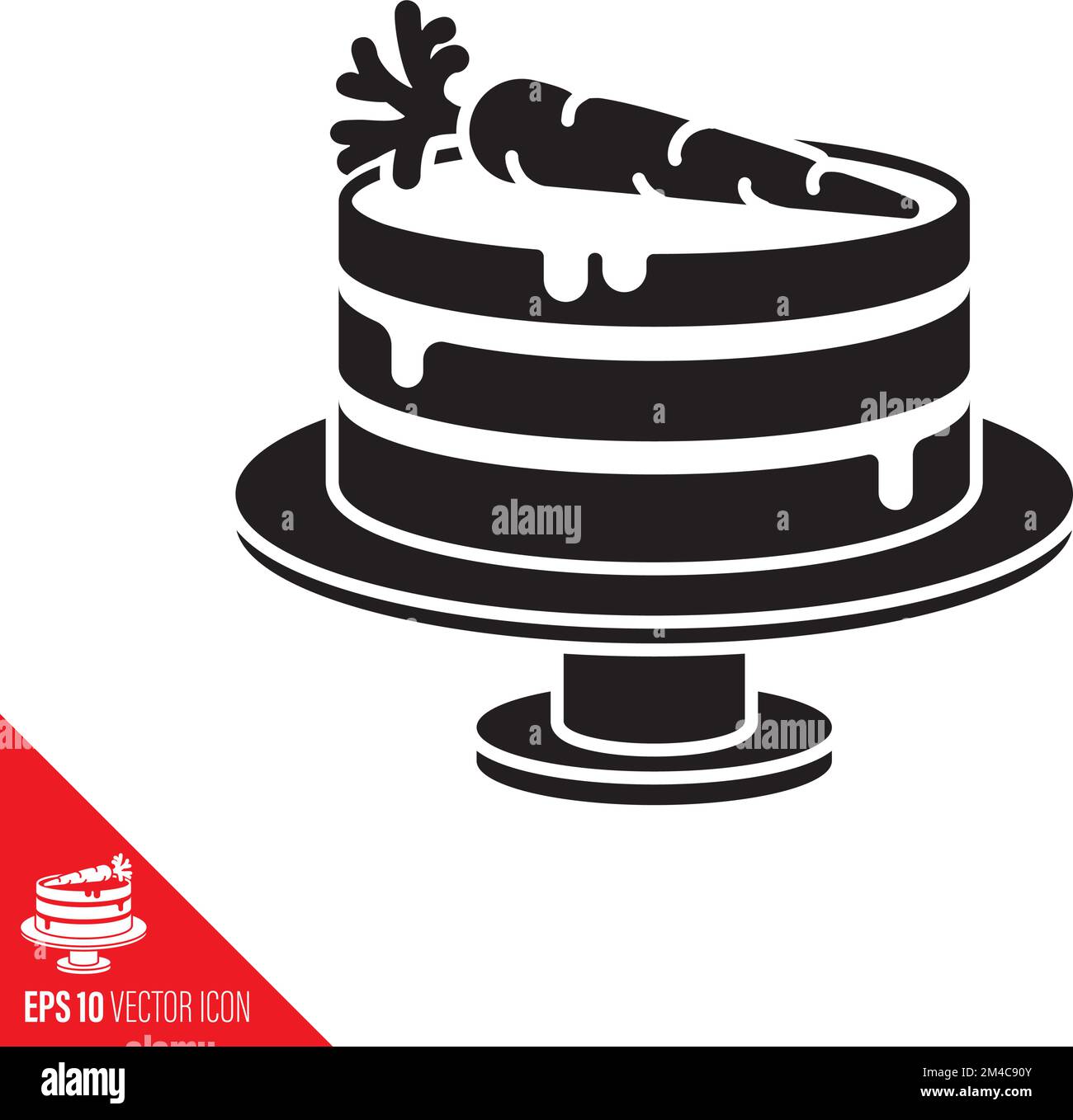 Icône représentant un vecteur de gâteau à la carotte. Symbole de Pâques, de pâtisserie et de glyphe sucré. Illustration de Vecteur
