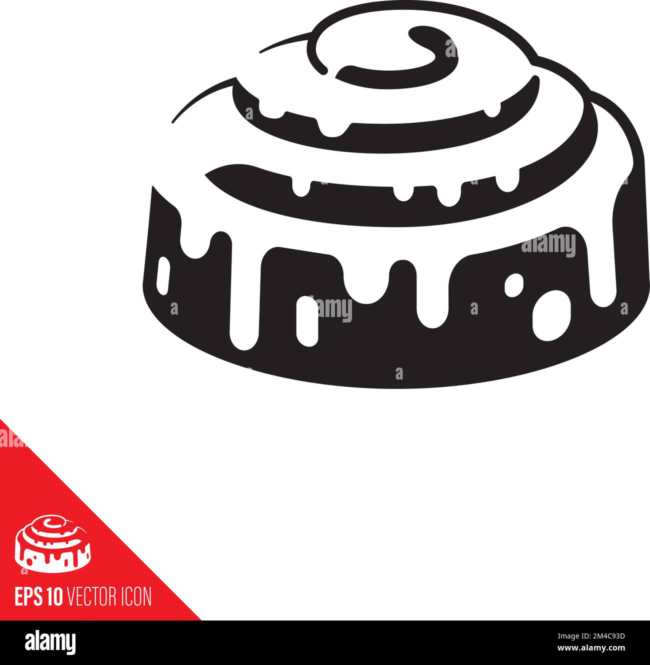 Icône de glyphe vecteur de pain collant. Symbole pâtisserie et aliment sucré. Illustration de Vecteur