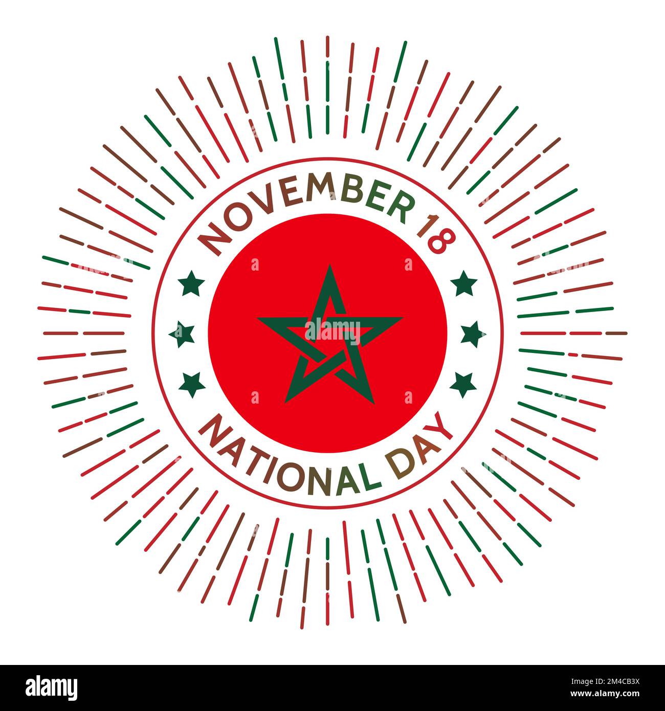 Insigne de la journée nationale du Maroc. Indépendance de la France et de l'Espagne en 1956. Célébré sur 18 novembre. Illustration de Vecteur
