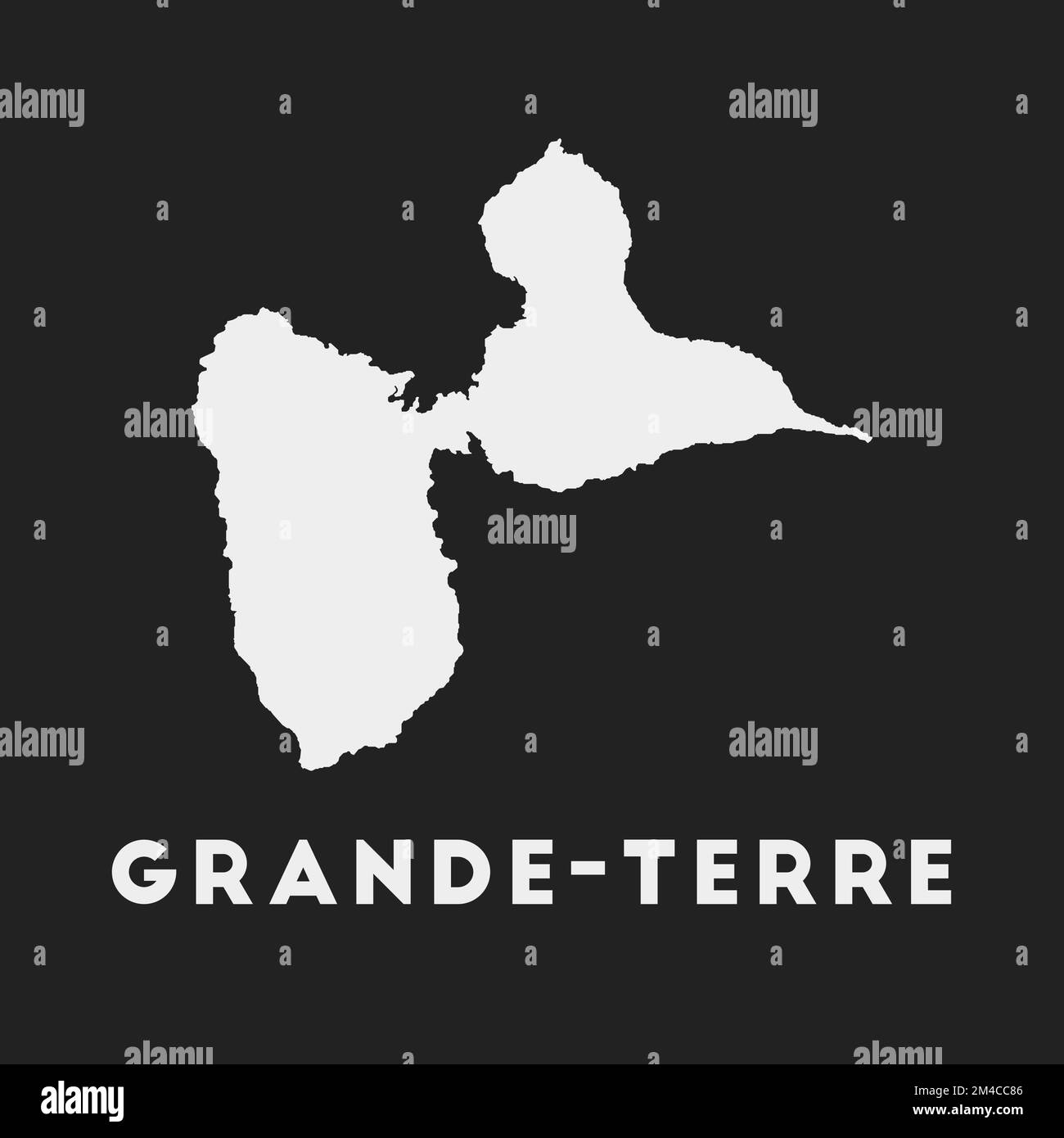 Icône Grande-Terre. Carte de l'île sur fond sombre. Carte élégante de Grande-Terre avec nom de l'île. Illustration vectorielle. Illustration de Vecteur