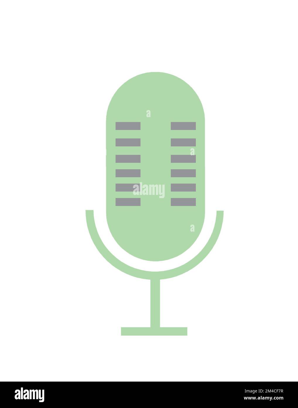 Le microphone de bureau du studio est doté du symbole d'onde de diffusion sonore. Logo du concept d'enregistrement audio du webcast. Banque D'Images