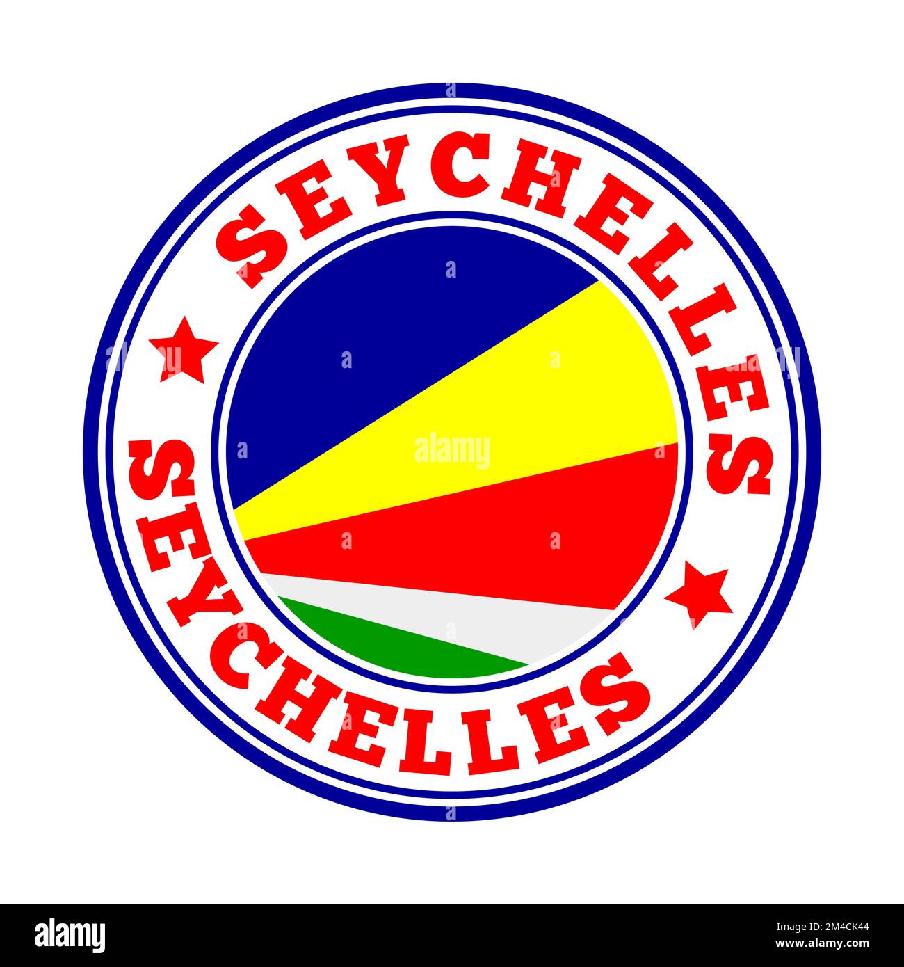 Panneau Seychelles. Logo rond de pays avec drapeau des Seychelles. Illustration vectorielle. Illustration de Vecteur