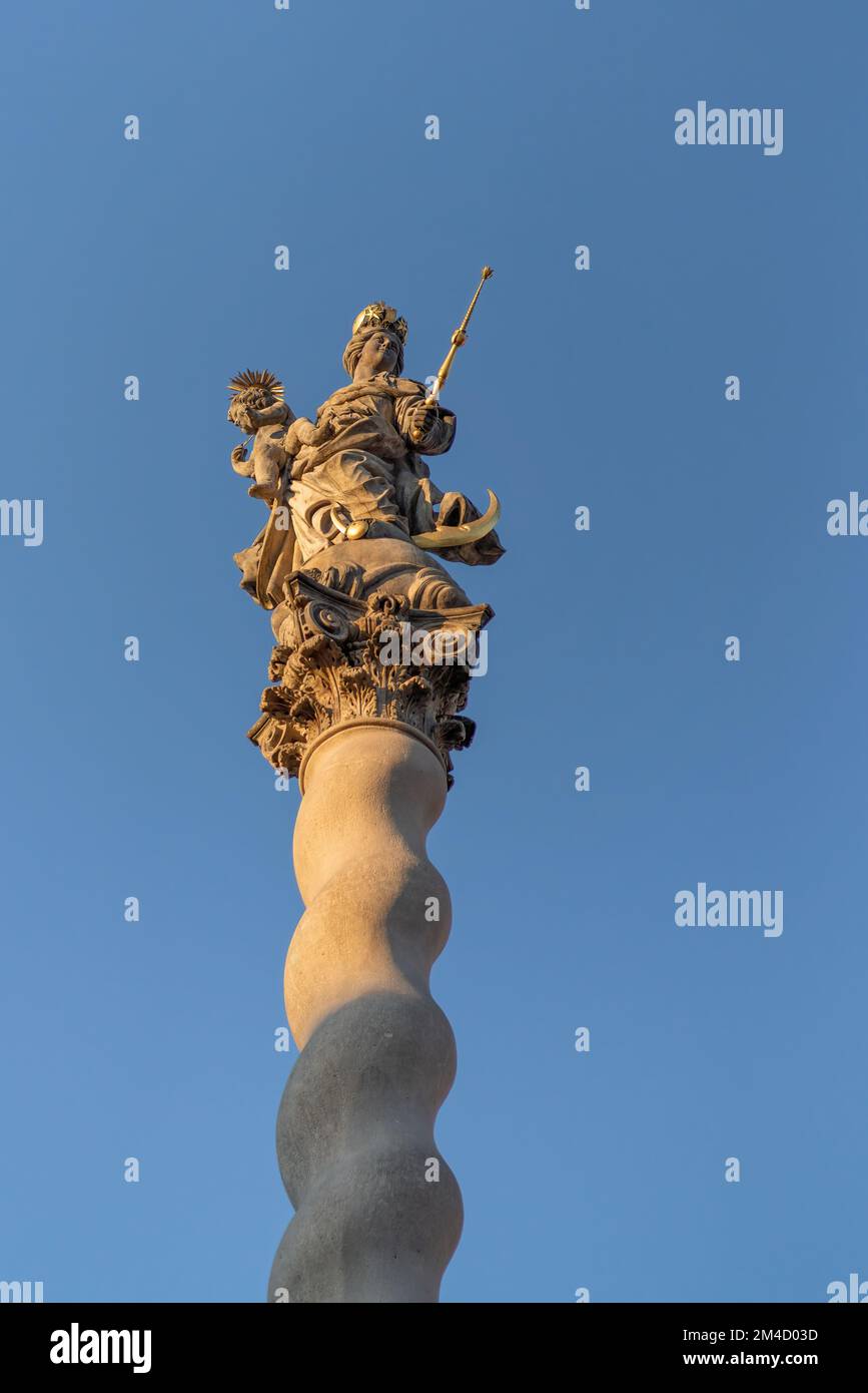 Détail de la colonne Marian Plague à Lower Square - Olomouc, République tchèque Banque D'Images