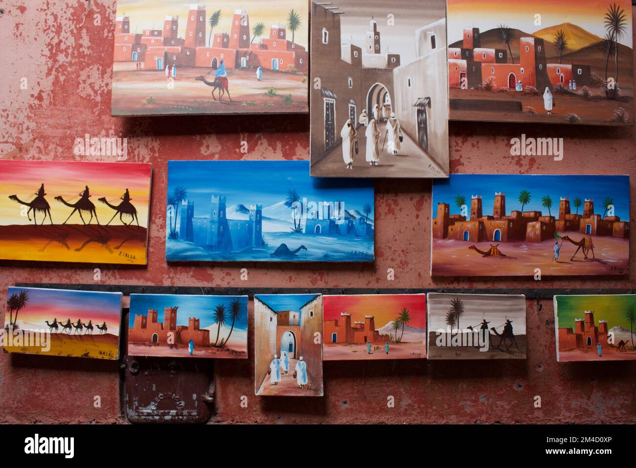 Peintures, Marrakech, Maroc Banque D'Images